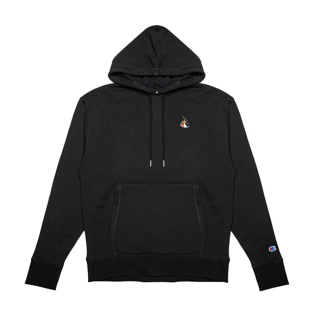 New Champion Mens Flame Hoodie - Black
