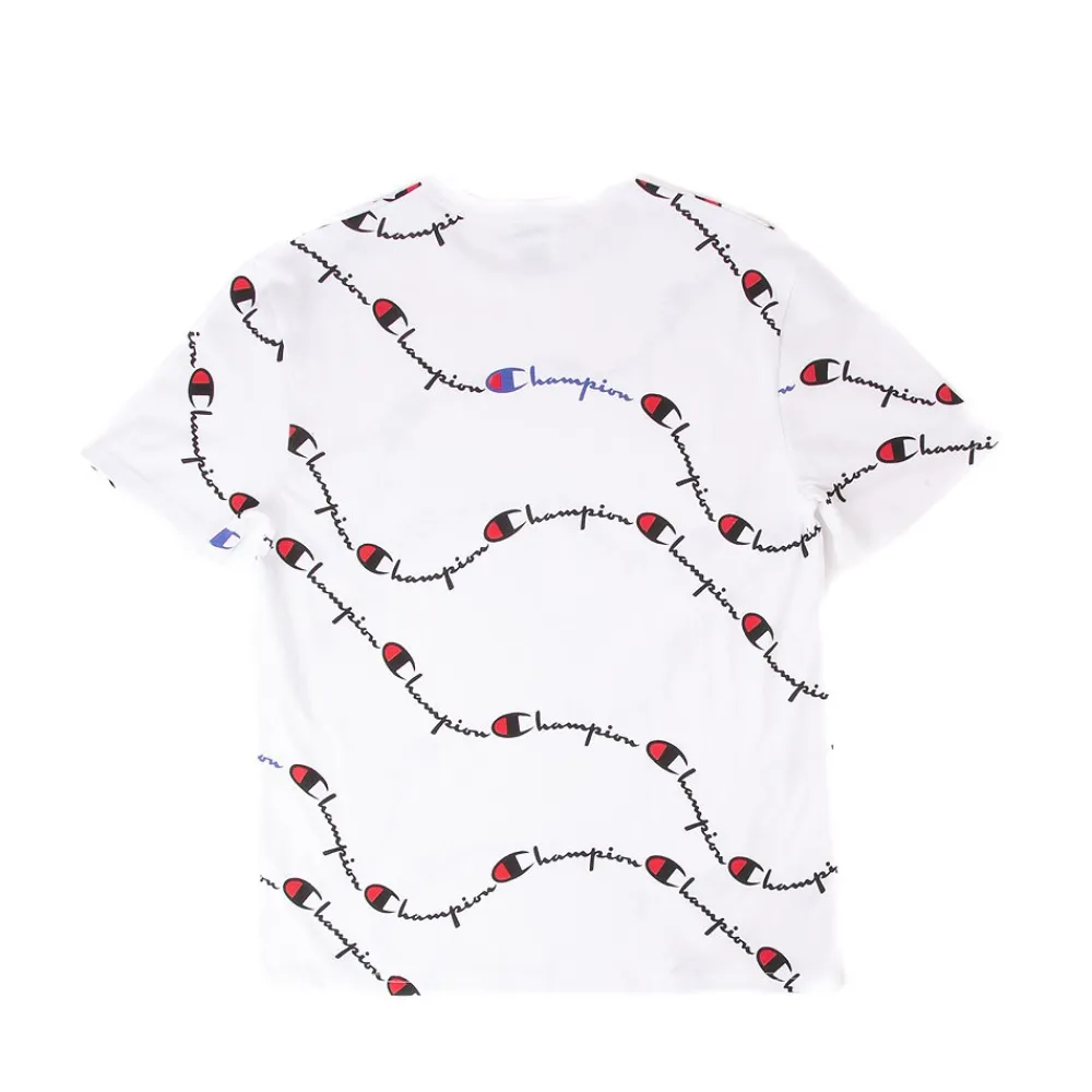 Clearance Champion Mens Heritage Script Wave Tee - White