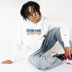 Sale Champion Mens Reverse Weave Logo Hoodie - White