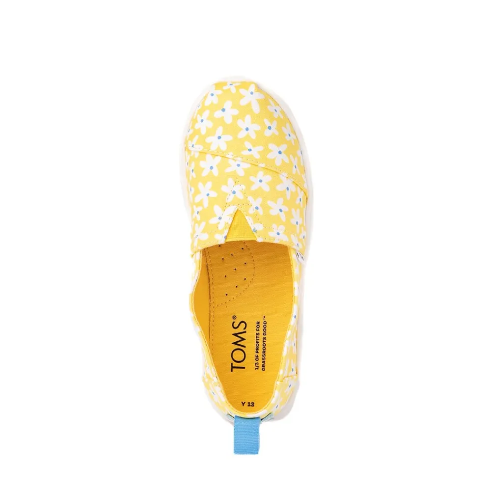 Discount TOMS Classic Slip On Casual Shoe - Little Kid / Big Kid - Yellow / Sun Daisies